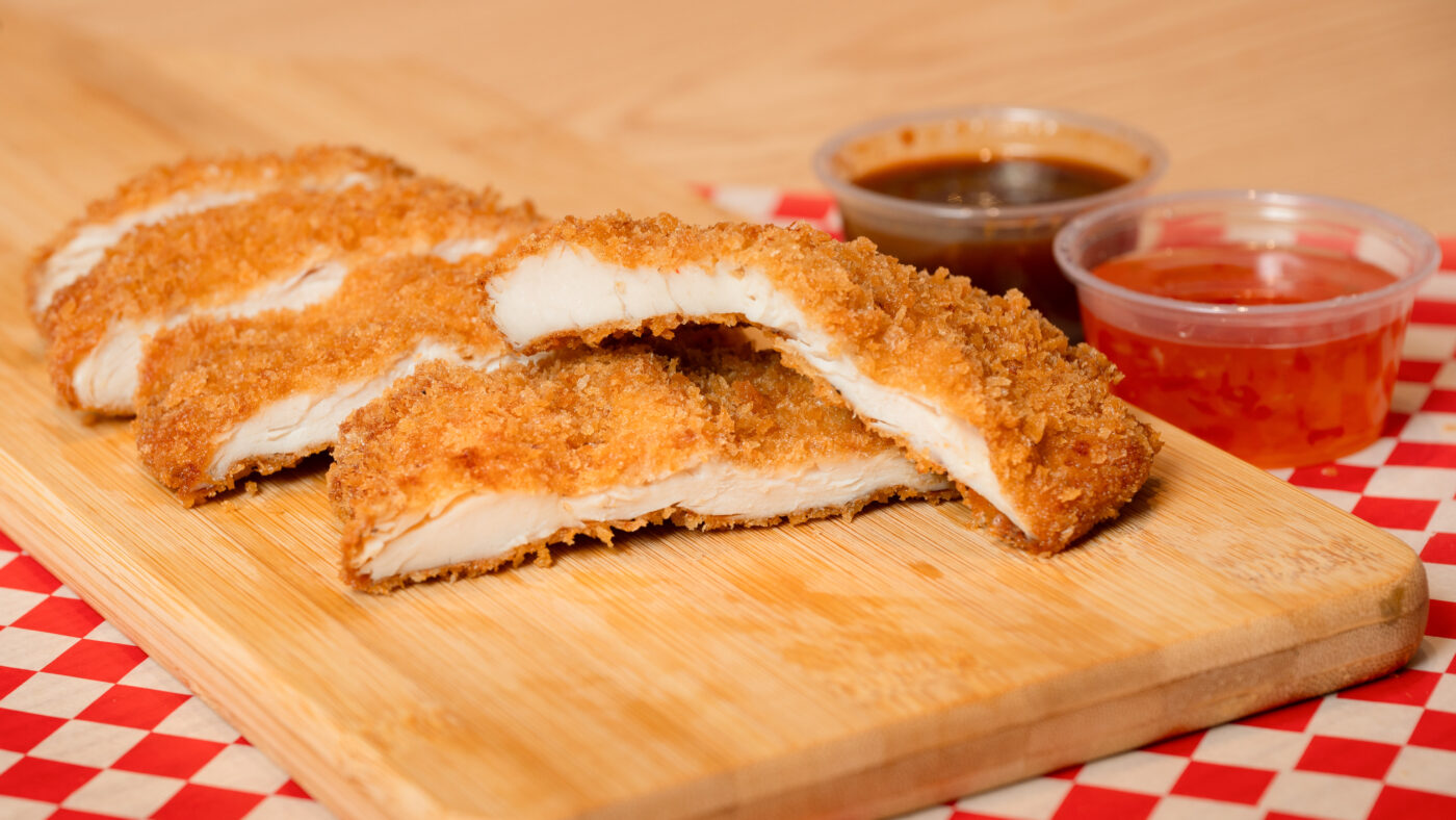 close up of fried chicken cutlet